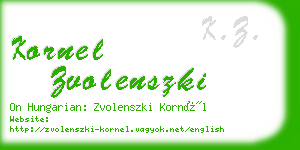 kornel zvolenszki business card